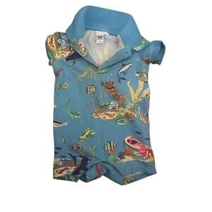 Polo Ralph Lauren Baby Boys Romper 6 Month Blue Bearwaiian Ocean Fish Polo Bear